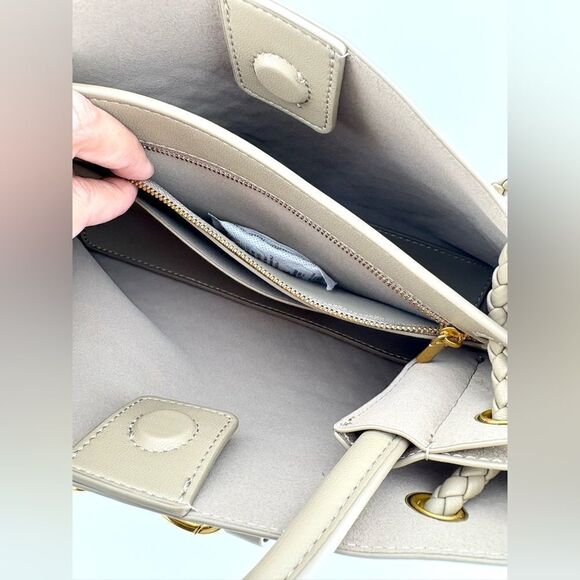 Tan Woven Vegan Leather & Faux Suede Handbag w/ Versatile Strap NWOT - Picture 10 of 11